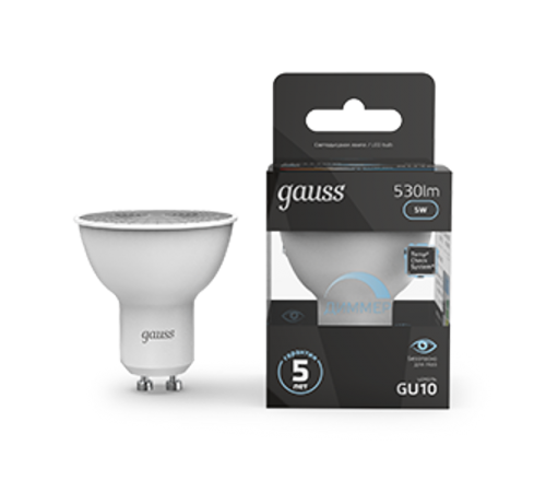 Лампа светодиодная LED 5W MR16 GU10-dim 4100K диммир.  101506205-D  Gauss