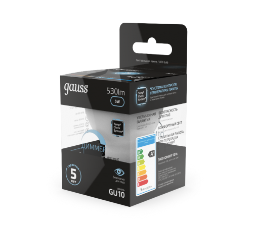 Лампа светодиодная LED 5W MR16 GU10-dim 4100K диммир.  101506205-D  Gauss