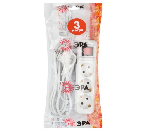 Удлинитель Россия UX-3es-3m Удлин-ль c заземлением, 3x0,75мм2, c выкл. 3гн, 3м  Б0035751  ЭРА