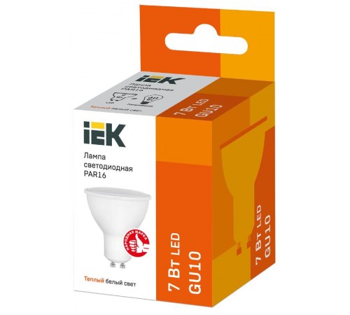 Лампа светодиодная LED 7Вт GU10 220В 3000К PAR16 софит  LLE-PAR16-7-230-30-GU10  IEK