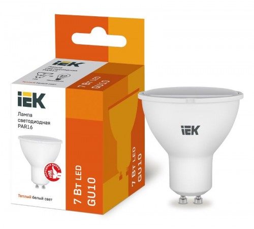 Лампа светодиодная LED 7Вт GU10 220В 3000К PAR16 софит  LLE-PAR16-7-230-30-GU10  IEK