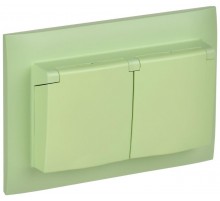 SKANDY Розетка 2-местная с кр. 16А в сб IP44 SK-R12M мятный  SK-R26-16-44-K06-F  IEK