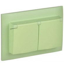 SKANDY Розетка 2-местная с кр. 16А в сб IP44 SK-R12M мятный  SK-R26-16-44-K06-F  IEK