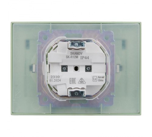 SKANDY Розетка 2-местная с кр. 16А в сб IP44 SK-R12M мятный  SK-R26-16-44-K06-F  IEK