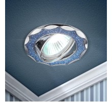 Светильник светодиодный DK17 CH/SHBL2 декор "круглый со стеклянной крошкой" MR1612V/220V 50W хром/голубо  C0043752  ЭРА