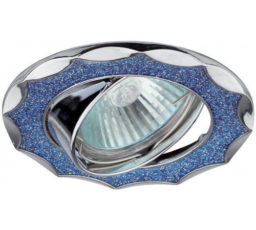Светильник светодиодный DK17 CH/SHBL2 декор "круглый со стеклянной крошкой" MR1612V/220V 50W хром/голубо  C0043752  ЭРА