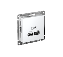 AtlasDesign Белый USB Розетка A + тип-C 45W высокоскоростной заряд QC PD  ATN000129  SE