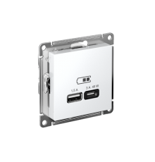AtlasDesign Белый USB Розетка A + тип-C 45W высокоскоростной заряд QC PD  ATN000129  SE