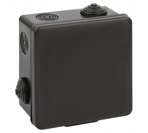 Распаячная коробка  KOR-100-100-50-8g-B открытой установки КОР 100х100х50мм черная с гермовводами 8 входов IP54 KOR-100-100-50-8g-B  Б0061777  ЭРА