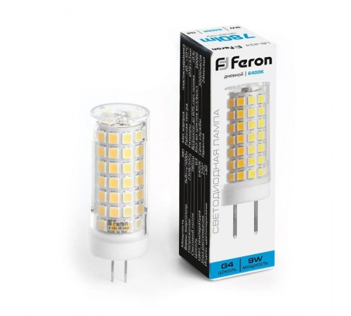 Лампа светодиодная, (9W) 230V G4 6400K JCD, LB-434  38145  FERON