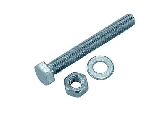 Болт DIN933 с шестигранной головкой оцинк. М6х90 + гайка + шайба (3 шт) - пакет ( 0,066 кг)  136912  Tech-KREP