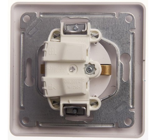 Glossa Белый Розетка с заземлением со шторками с крышкой, IP20 (в сборе с рамкой)  GSL000146  SE