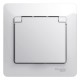Glossa Белый Розетка с заземлением со шторками с крышкой, IP20 (в сборе с рамкой)  GSL000146  SE