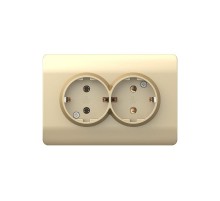 Розетка с/з со шторками двойная, 16А, шампань(NEW3-E)  431418  CHINT