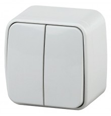 3-104-01 Intro Выключатель двойной, 10А-250В, IP20, ОУ, Polo, белый  Б0036095  Intro
