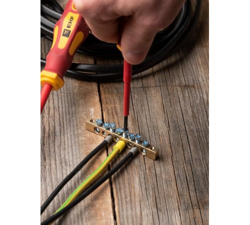 Шина PEN "ноль-земля" (6х9мм) 8 отверстий латунь крепеж по краям EKF PROxima  sn0-63-08-k  EKF