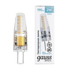 Лампа светодиодная   Basic G4 12V 2W 190lm 4100K силикон LED 1/20/200  1159722  Gauss