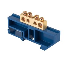 Шина "0" N (8х12мм) 4 отверстия латунь синий изолятор на DIN-рейку EKF  PROxima  sn0-125-4-d  EKF