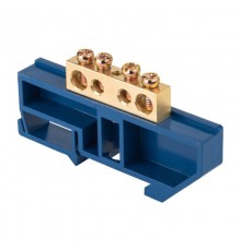 Шина "0" N (8х12мм) 4 отверстия латунь синий изолятор на DIN-рейку EKF  PROxima  sn0-125-4-d  EKF