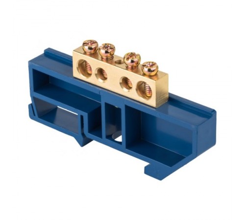 Шина "0" N (8х12мм) 4 отверстия латунь синий изолятор на DIN-рейку EKF  PROxima  sn0-125-4-d  EKF