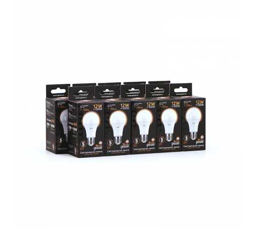 Лампа светодиодная LED 12Вт E27 220В 2700К A60 шар  102502112  Gauss