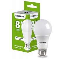 Лампа светодиодная A60 груша 8Вт 230В 4000К E27   LL-A60-08-230-40-E27-G  GENERICA