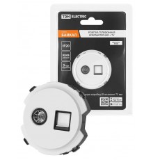 Розетка телефонная RJ11 + TV розетка оконечная белая, "Байкал"   SQ1819-0018  TDM