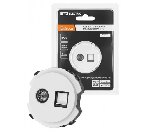 Розетка телефонная RJ11 + TV розетка оконечная белая, "Байкал"   SQ1819-0018  TDM