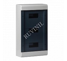 Щиток тусо о/п на 36 мод. с двер. 520х303х117,5мм  (серый с прозрачной дверцей)  68036СП  Рувинил