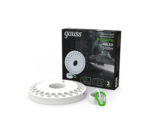 Фонарь кемпинговый GFL004 48LED 500lm 3xAA белый магнит и карабин LED 1/12/72  GF004  Gauss