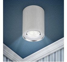 Светильник трековый OL1 GU10 SL/CH накладной, GU10, D80*100мм, серебро/ хром  Б0041504  ЭРА