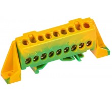 TEKFOR Шина PE "земля" в комбинированном DIN-изоляторе "Стойка" 6х9-9-ЖЗ  TF-NN10-09-DP-K52  IEK