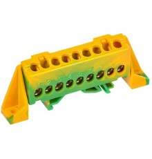 TEKFOR Шина PE "земля" в комбинированном DIN-изоляторе "Стойка" 6х9-9-ЖЗ  TF-NN10-09-DP-K52  IEK