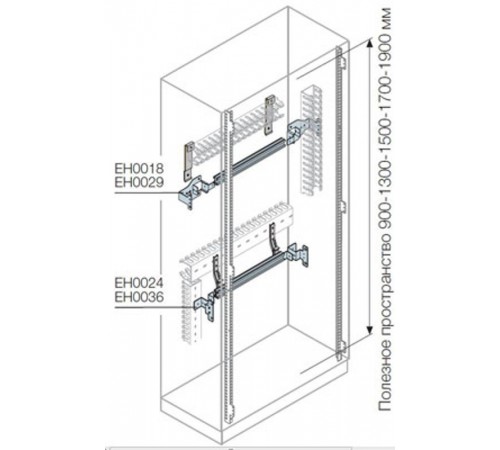 DIN-рейка Ш=600мм 18мод+фронт кронштейн  EH0018  ABB