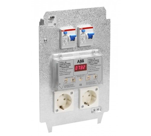 Панель монтажная CWB23, 2xSchuko, 2хВА 10А, 2хВДТ 30мА, 2-х канальное электронное реле времени, клемма заземлени  2CMA177387R1000  ABB