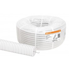 Труба гибкая гофрированная ПВХ d 25 с зондом (50 м) легкая, белая  SQ0401-0325  TDM