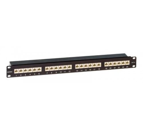 Патч-панель 19",1U,CAT6, 24 порта RJ45, экранированная  RN6PPF241BK  DKC