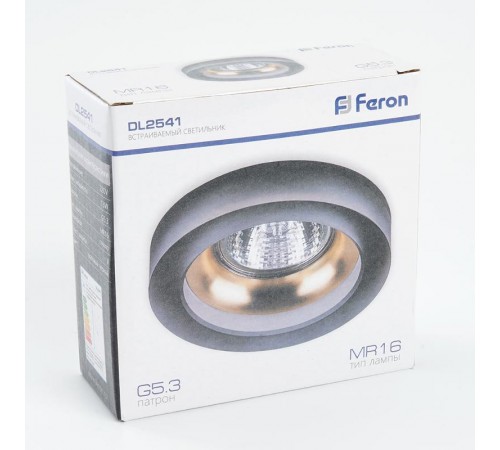 Светильник точечный встраиваемый под лампу DL2541 MR16 13W G5.3 матовый черный,золото, круг  32636  FERON