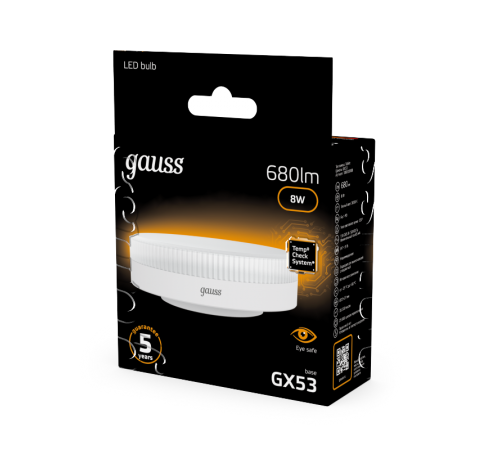 Лампа светодиодная LED 8Вт GX53 220В 2700К  108008108  Gauss
