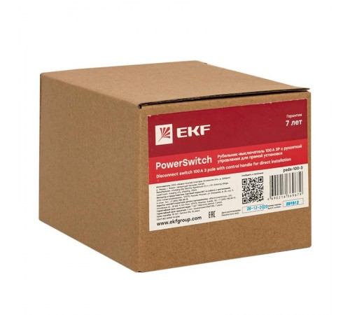 Рубильник-переключатель 100A 3P c рукояткой управления для прямой установки PowerSwitch  pscs-100-3  EKF