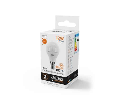 Лампа светодиодная LED Elementary Шар 12W 880lm E14 3000K  53112  Gauss