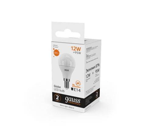Лампа светодиодная LED Elementary Шар 12W 880lm E14 3000K  53112  Gauss