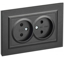 BRITE Розетка 2-ая без заземления со шторками 10А в сборе РСш12-2-БрЧ черный  BR-R23-10-K02-F  IEK