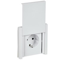 FORTE&PIANO Розетка с заземлением, со шторками, с крышкой безвинтовое крепление 16А IP44 FP219 белый  FP-R16-16-1-44-K01  IEK