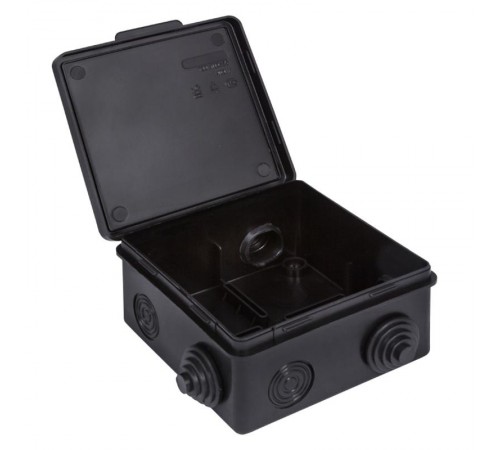 Коробка распределительная КМР-030-014 с крышкой (100х100х50), 8 мембр. вводов чёрная IP54 розн. стикер  plc-kmr-030-014-2b EKF