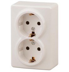 Розетка 11-2205-02  2х2P+E Schuko, 16АХ-250В, ОУ, Эксперт, Слоновая кость Б0020692  ЭРА