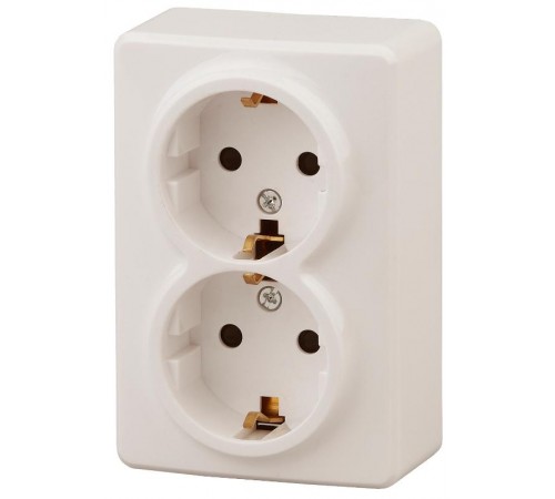 Розетка 11-2205-02  2х2P+E Schuko, 16АХ-250В, ОУ, Эксперт, Слоновая кость Б0020692  ЭРА