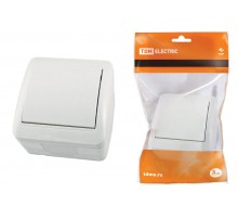 Выключатель 1-кл. открытой установки IP44 10А белый "Селигер"  SQ1818-0001  TDM