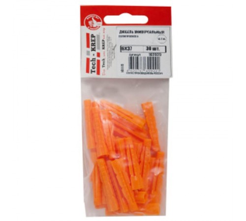 Дюбель универсальный 6х37 без бортика (30 шт) - пакет ( 0,025 кг)  102929  Tech-KREP