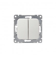 Выключатель 2-клавишный, 1-полюсный, 16А/230В (схама 5) X1, серия Jussi, белый  1065U.1  2TKA000168G1  ABB